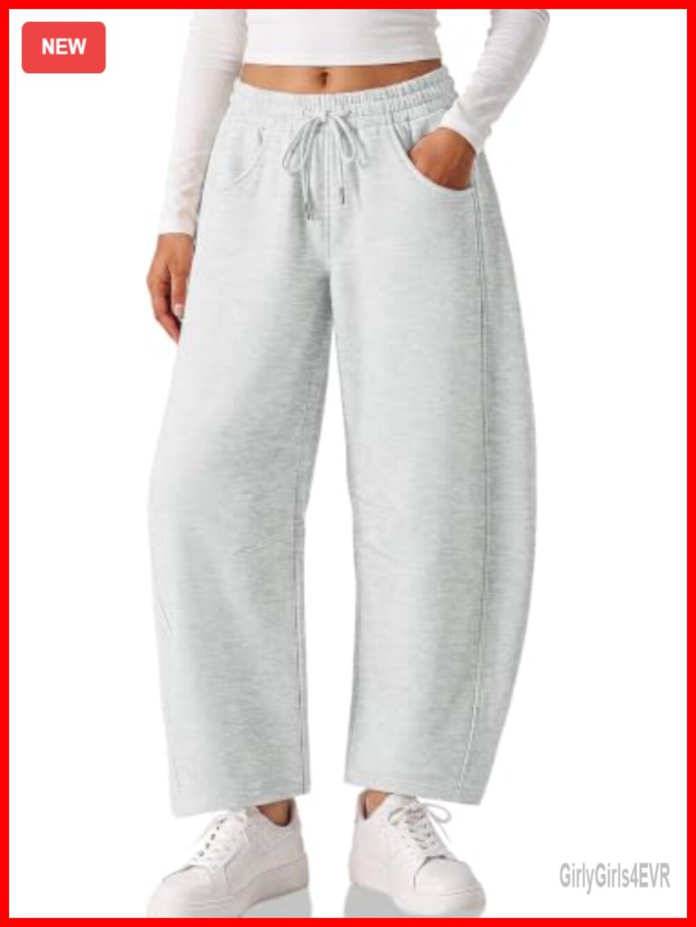 Fleece Lined Barrel Sweatpants Wide Leg Baggy Cotton Lounge Pants
